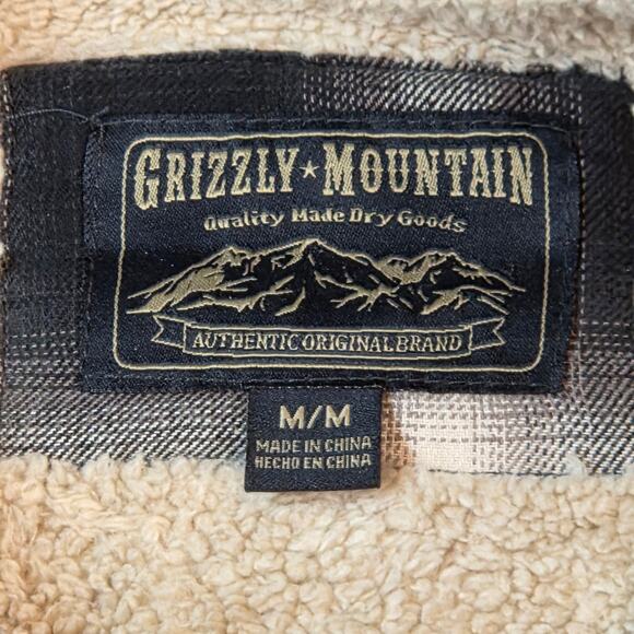Sherpa Flannel Shacket Grizzly Mountain Men’s M Plaid Shirt Jacket Lined Fleece - Picture 4 of 11